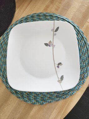 Corelle Midnight Garden Dinner Plate Green and Black Orchids Art Nouveau
